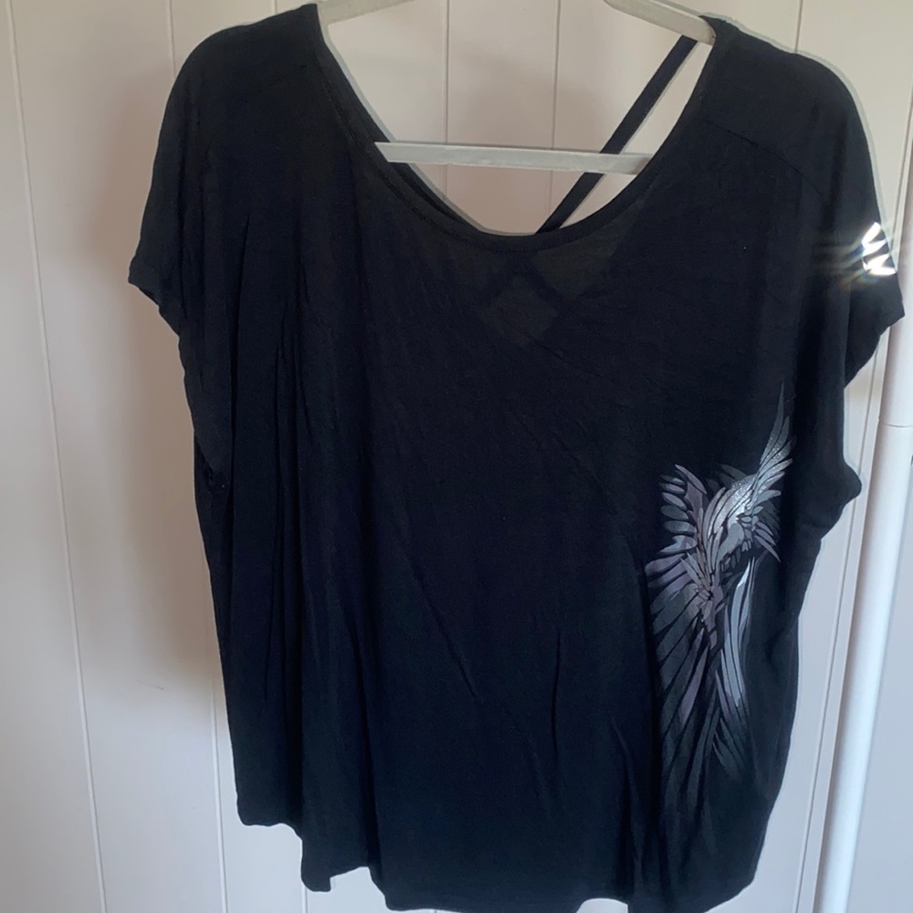 Harley-Davidson Women’s Crossback Short Sleeve Knit Top, Black Size XL
